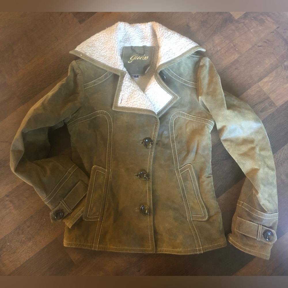 Guess Y2K Green Leather Jacket